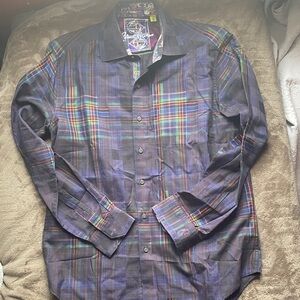 Men's Plaid Button-Down Shirt - Purple Multi